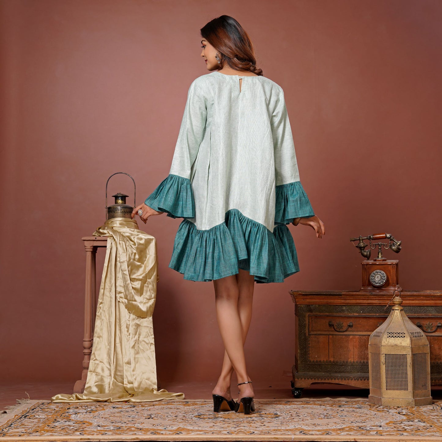 Lataree Jiya high summer collection- Cloud Ruffle Mini – Linen Cotton, Comfort Fit, With Pockets