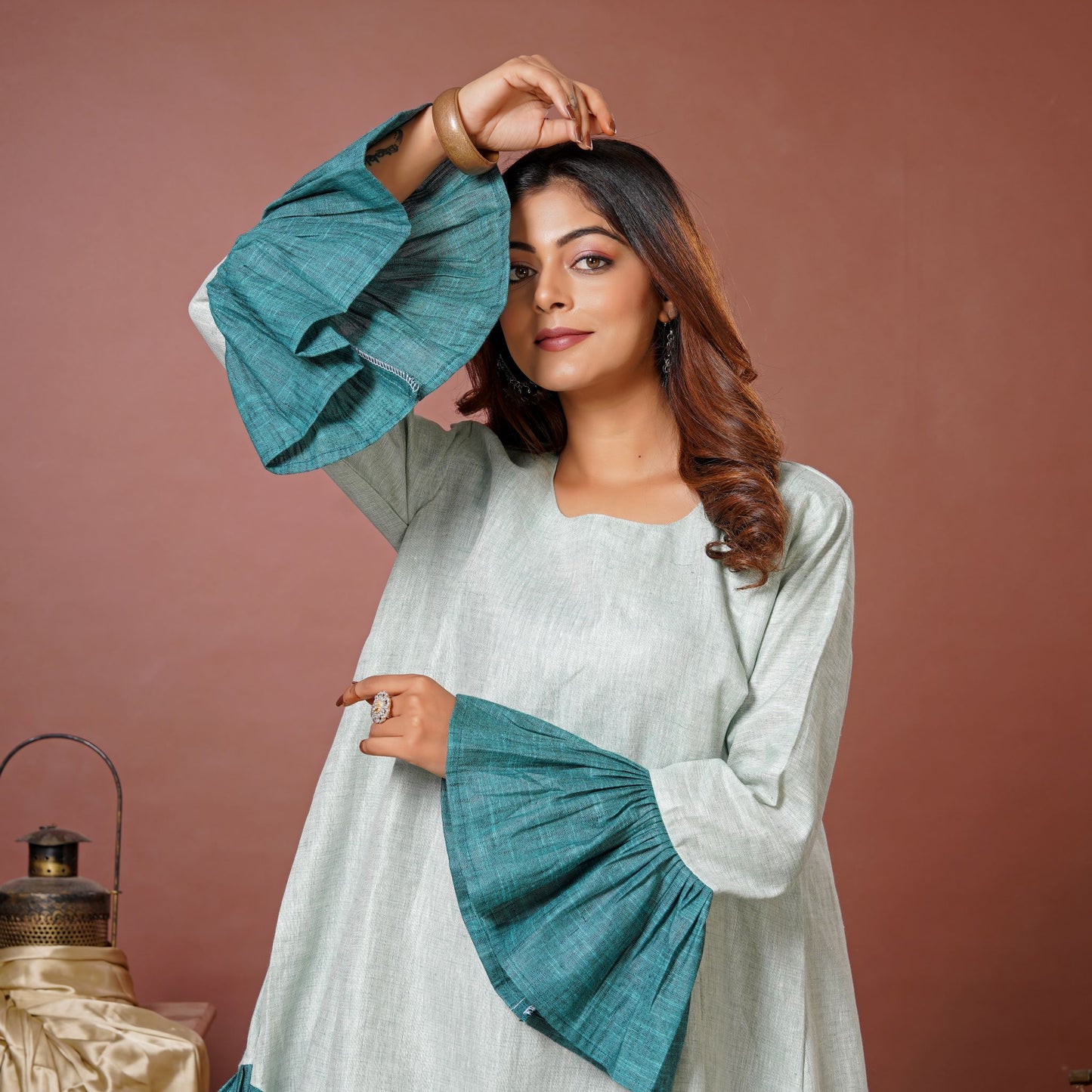 Lataree Jiya high summer collection- Cloud Ruffle Mini – Linen Cotton, Comfort Fit, With Pockets