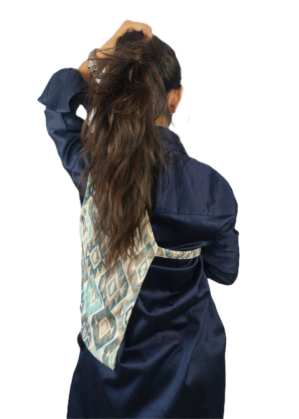Blue-Gray Printed Cutaway Vest - Lataree