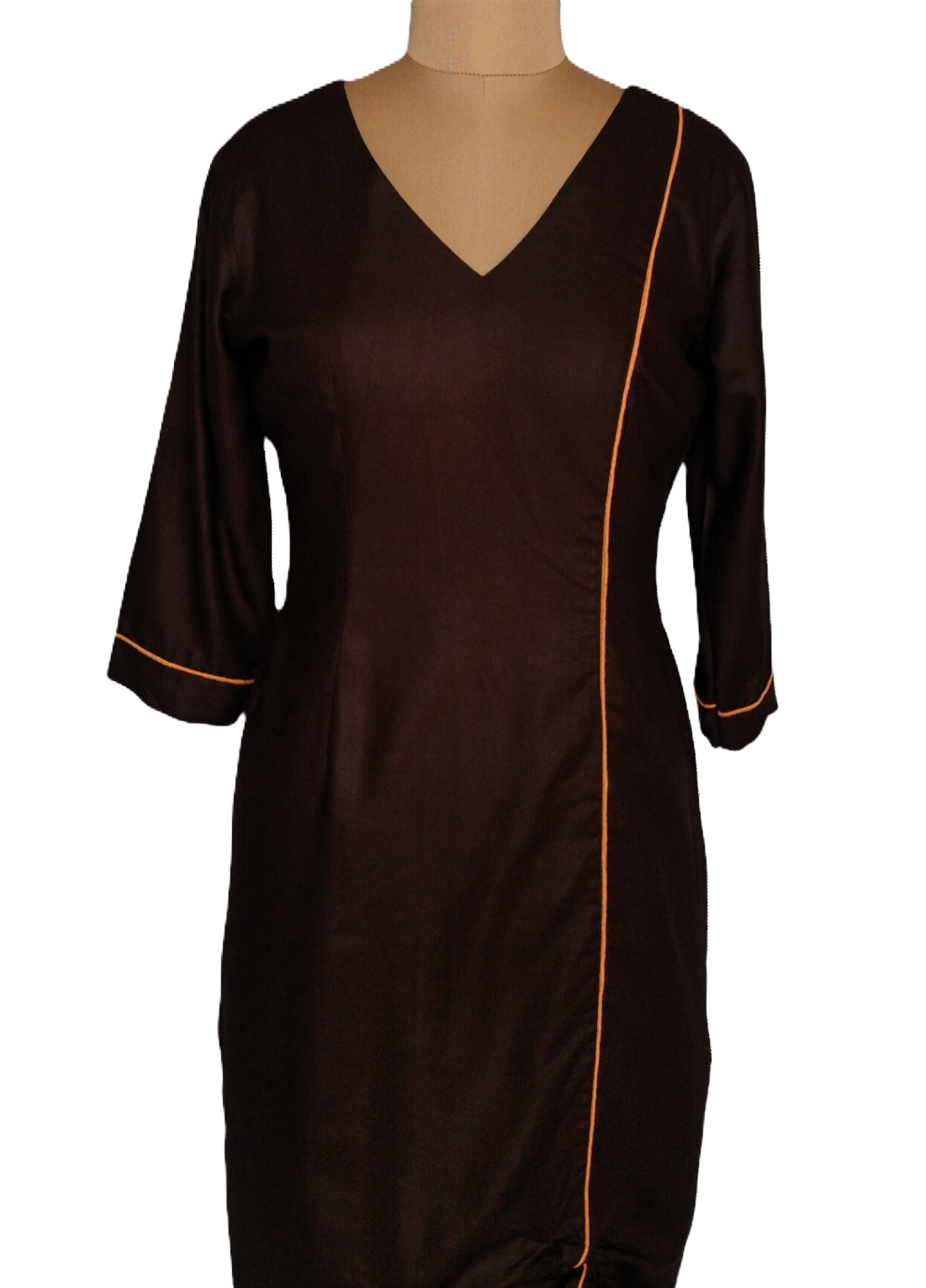Chocolate Brown Bodycon Dress with Gathered Hem - Lataree