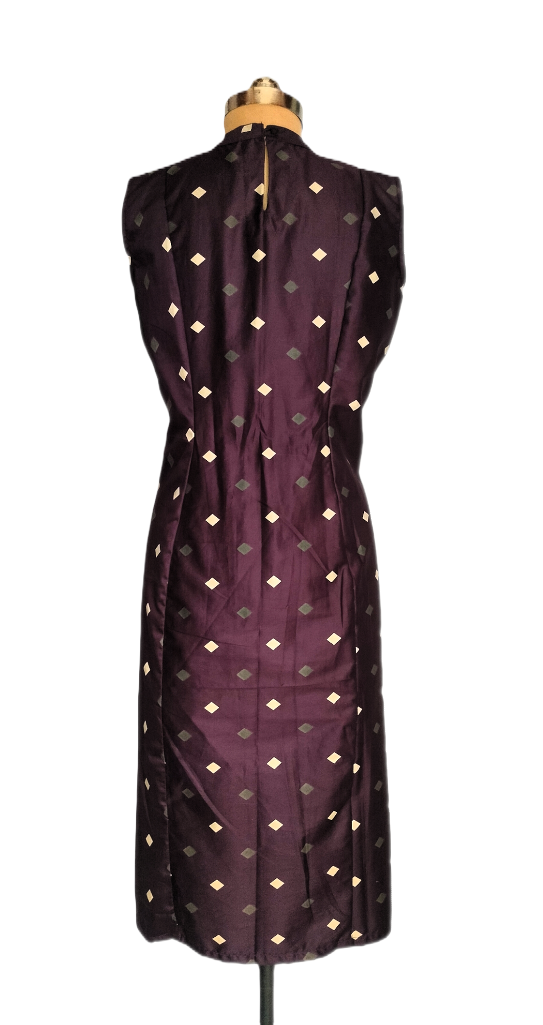 LATAREE Purple Sleeveless Midi Dress with Geometric Print and Pockets – Unique Designer Casual Wear
