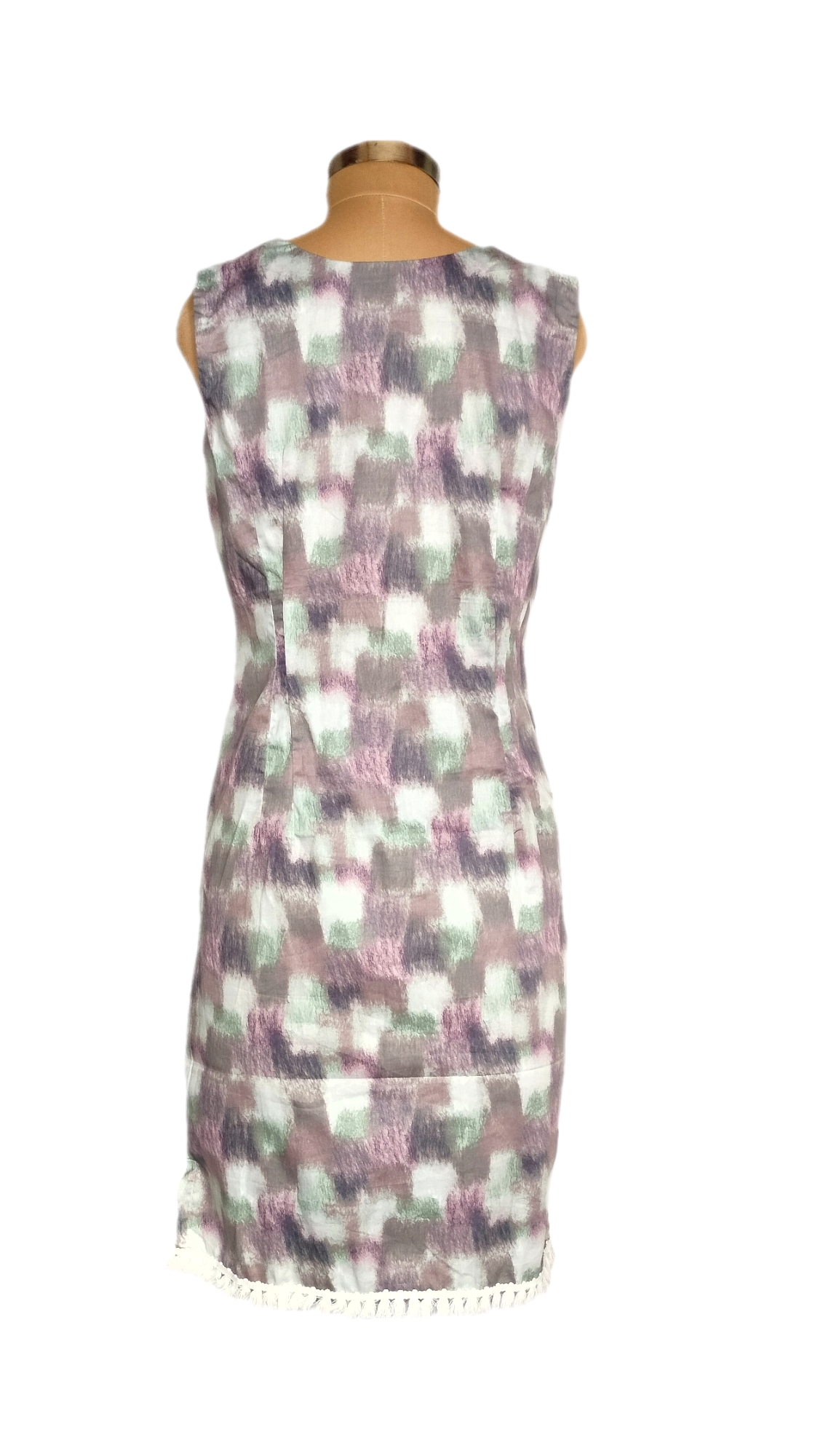 LATAREE Abstract Print Bodycon Dress with Handcrafted Swan Embroidery – Artistic & Premium