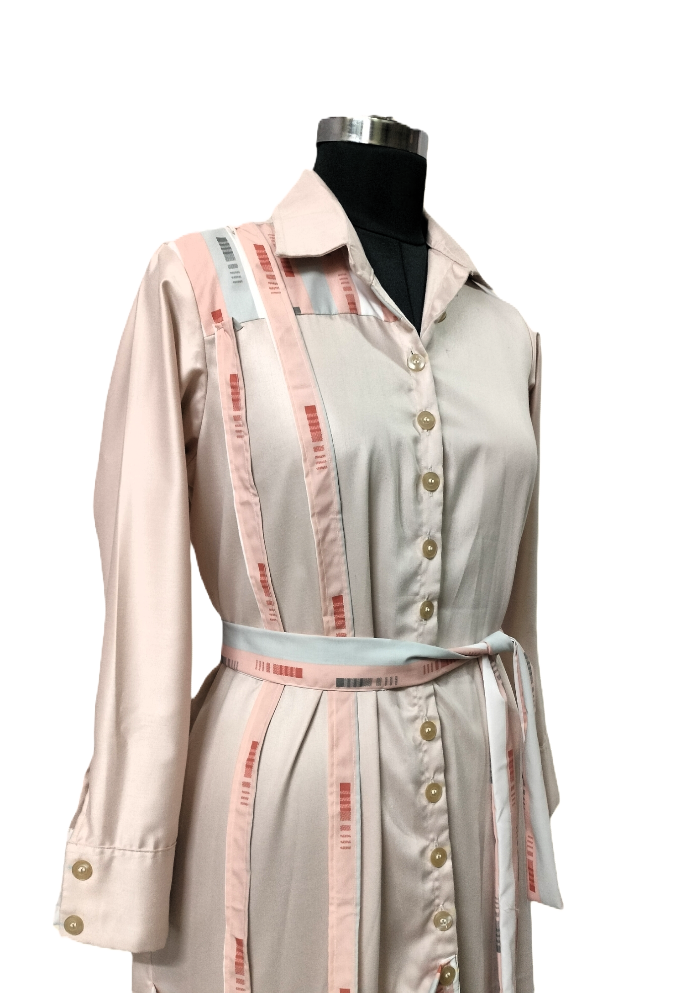 Blush Pink Shirt Dress with Patch Pocket