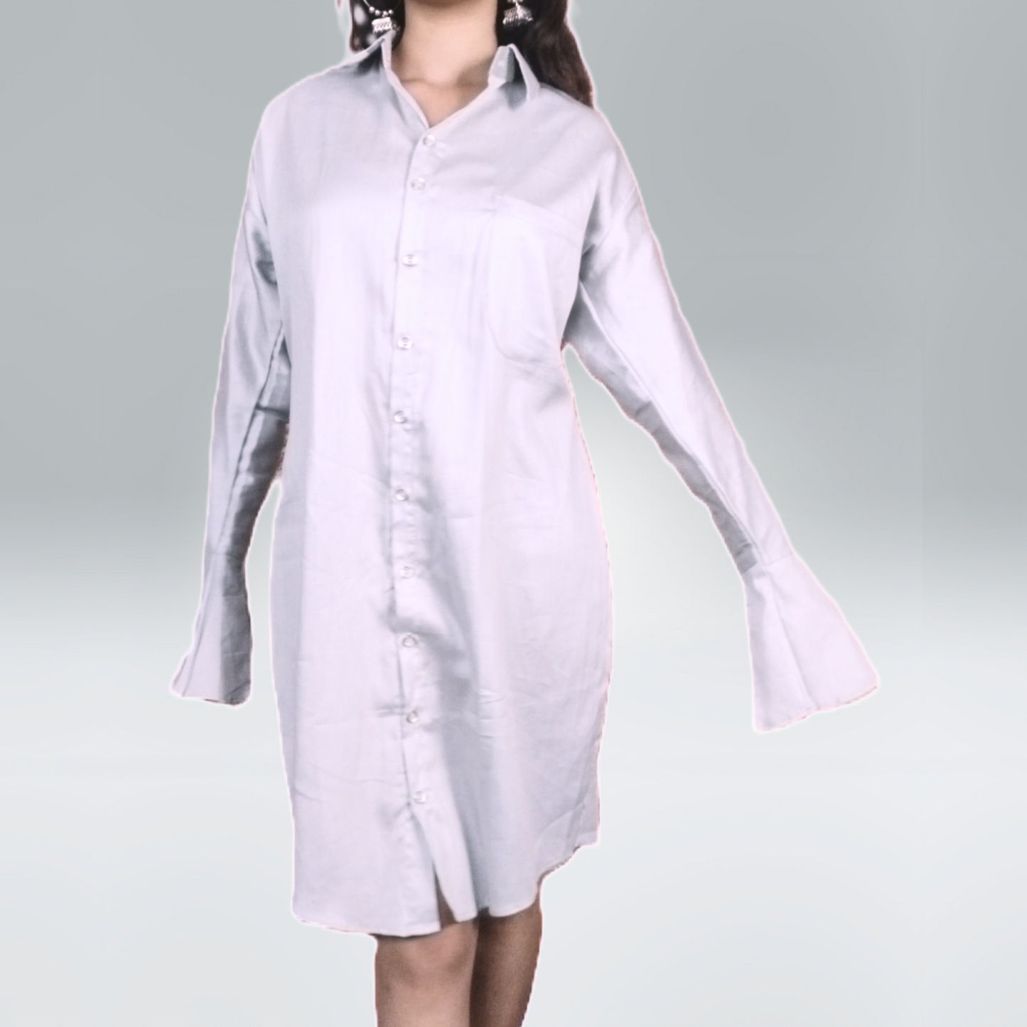 Silver White Jama Cotton Shirt Dress - Lataree