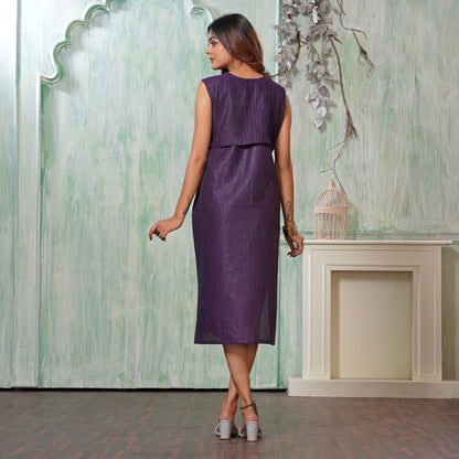 Linen Cotton A-Line Urban Cargo Dress - Lataree