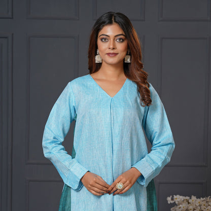 Linen Cotton Ruffle Dress with Pockets - Lataree