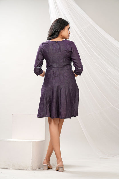 Deep Purple Flared Cotton Dress
