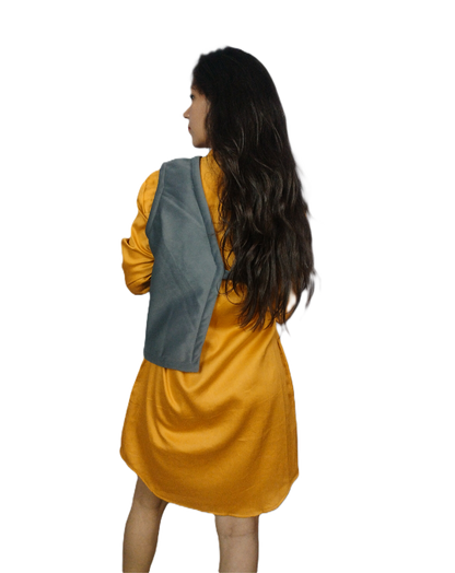 Warm Gray Cutaway Vest with Functional Pocket - Lataree