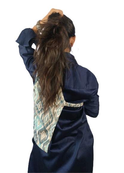 Blue-Gray Printed Cutaway Vest - Lataree