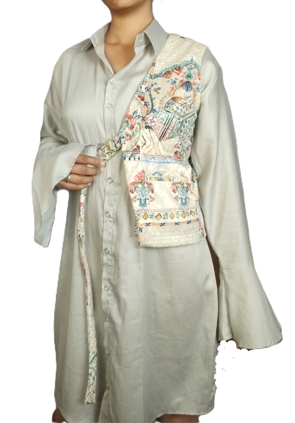 Multicolor Printed Cutaway Vest with Maharaja Elephant Design