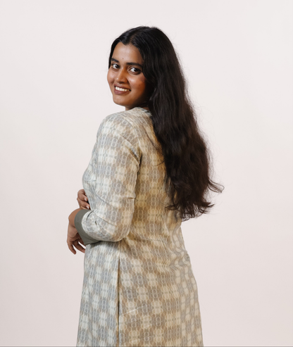 Beige Full-Sleeve Bodycon Dress - Lataree