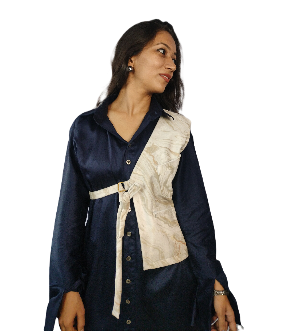 White Marble Printed Cutaway Vest