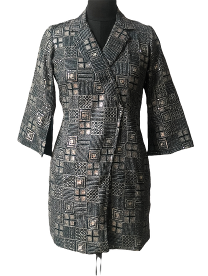 Dark Green Wrap-Style Sequined Dress - Lataree