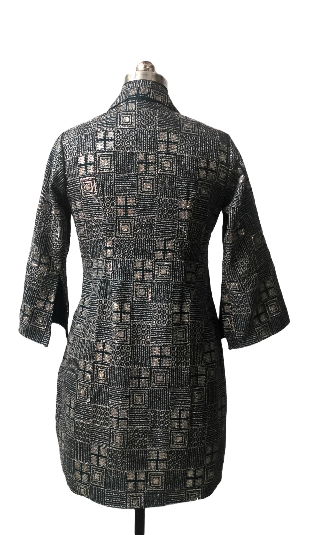 Dark Green Wrap-Style Sequined Dress - Lataree