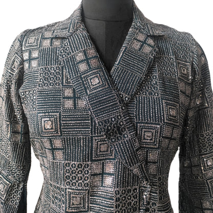 Dark Green Wrap-Style Sequined Dress - Lataree