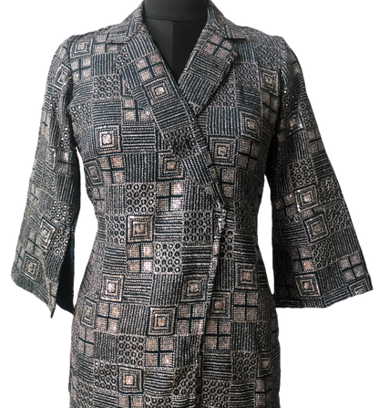 Dark Green Wrap-Style Sequined Dress - Lataree
