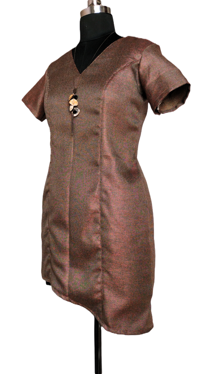 Brown Asymmetric Bodycon Dress - Lataree