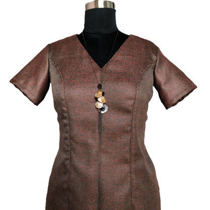 Brown Asymmetric Bodycon Dress - Lataree
