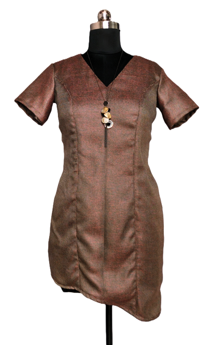 Brown Asymmetric Bodycon Dress - Lataree