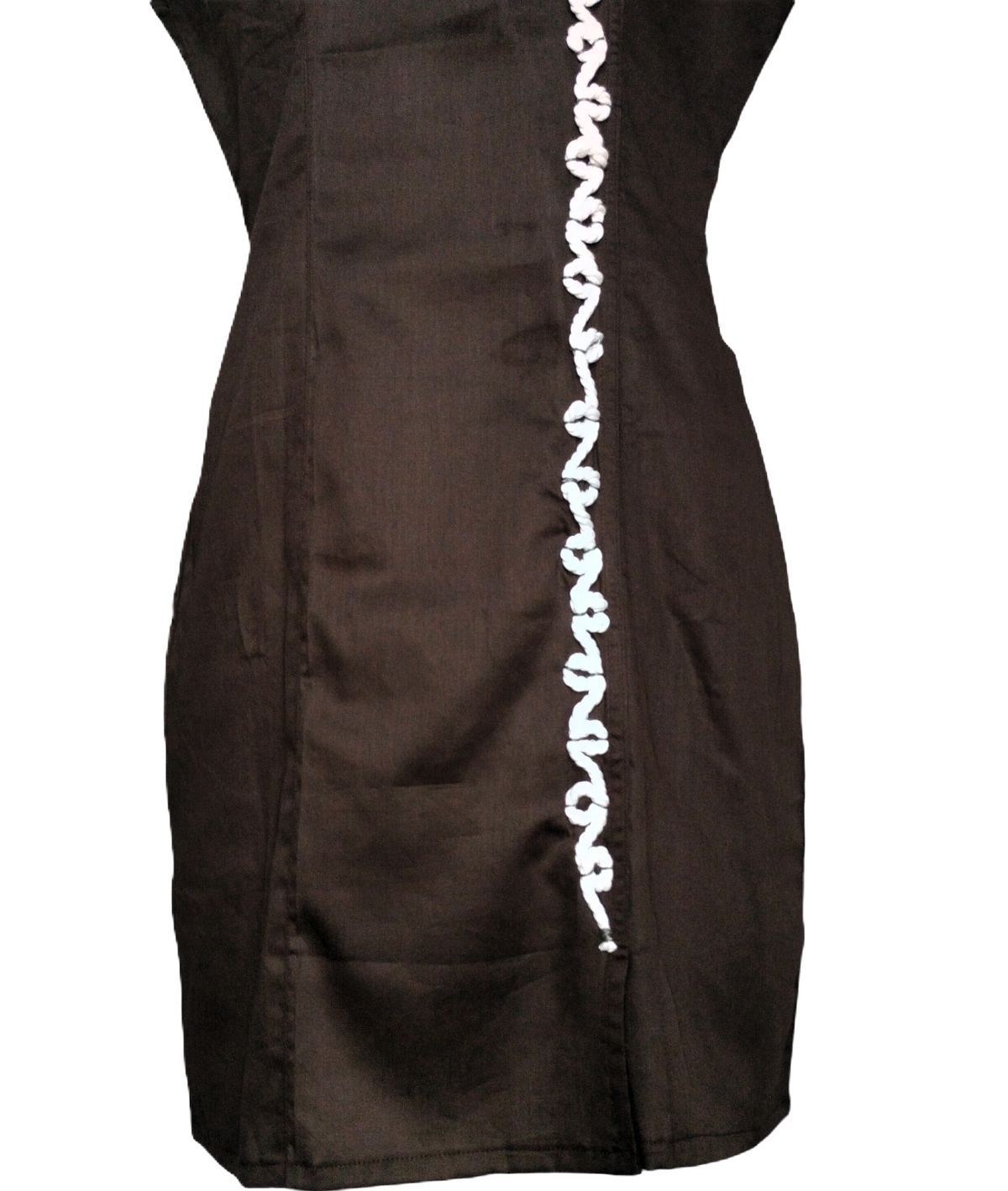 Black cotton Wrap-Style A-line Dress with White Embroidered Trim - Lataree