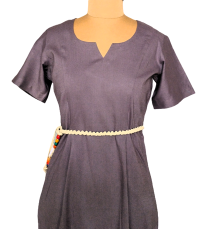 LATAREE Lavender Ruffle Hem Mini Dress with Beaded Accents & Side Pockets – Chic & Functional