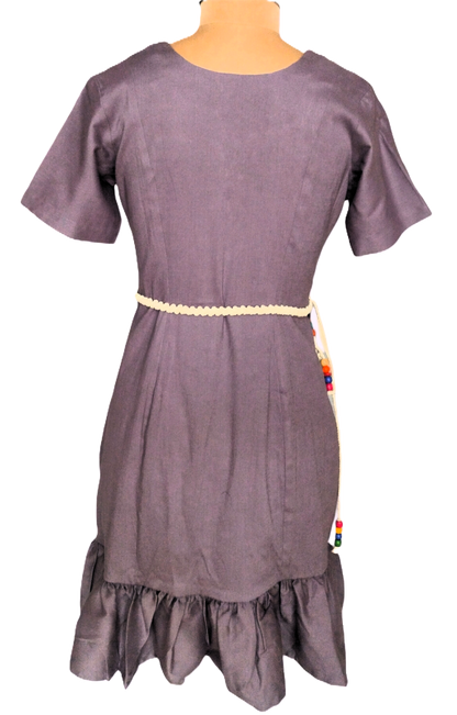 LATAREE Lavender Ruffle Hem Mini Dress with Beaded Accents & Side Pockets – Chic & Functional