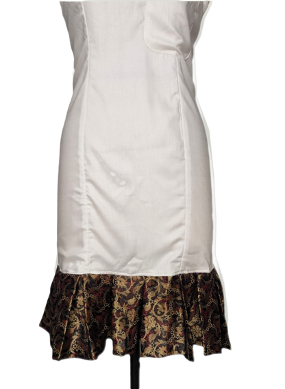 White Bodycon Dress with Printed Hemline - Lataree