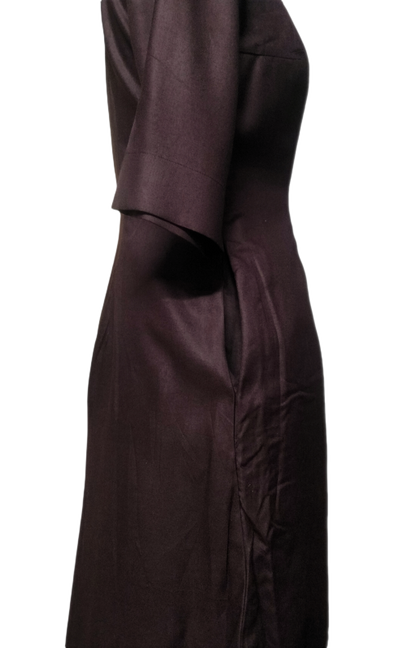 Coffee Brown Double-Layer Rayon Mini Dress with Pockets - Lataree