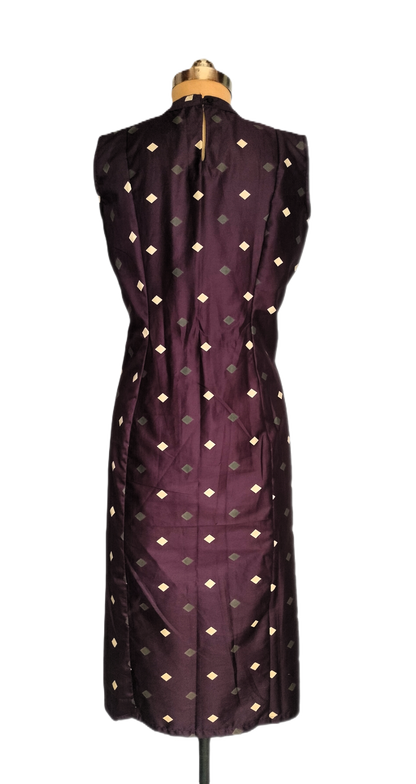 LATAREE Purple Sleeveless Midi Dress with Geometric Print and Pockets – Unique Designer Casual Wear