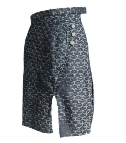 Black Denim Skirt with Button Detail - Lataree