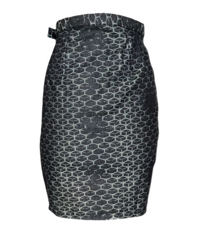 Black Denim Skirt with Button Detail - Lataree