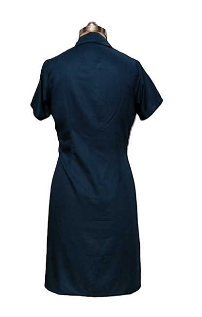 LATAREE Navy Blue Button-Down Shirt Dress with Pockets – Skin-Friendly & Stylish