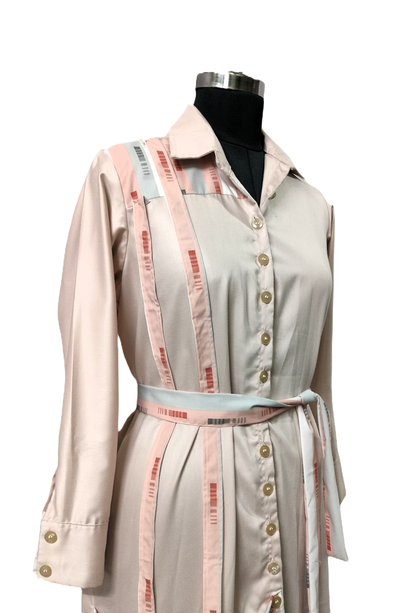 Blush Pink Shirt Dress with Patch Pocket - Lataree
