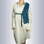Peacock Blue Cutaway Vest with Minimalist Design - Lataree