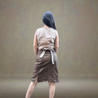 Handcrafted Wrap Top Paired with Denim Skirt - Lataree