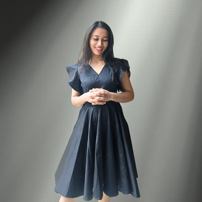 Black Flared Mini Dress - Lataree