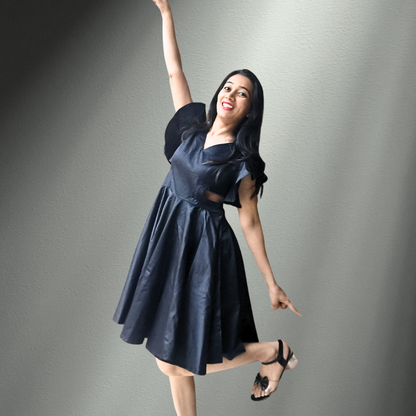 Black Flared Mini Dress - Lataree