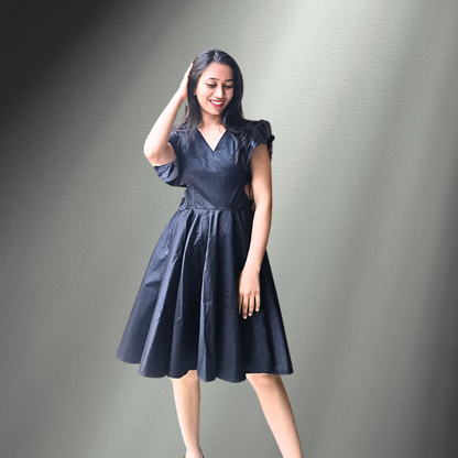Black Flared Mini Dress - Lataree