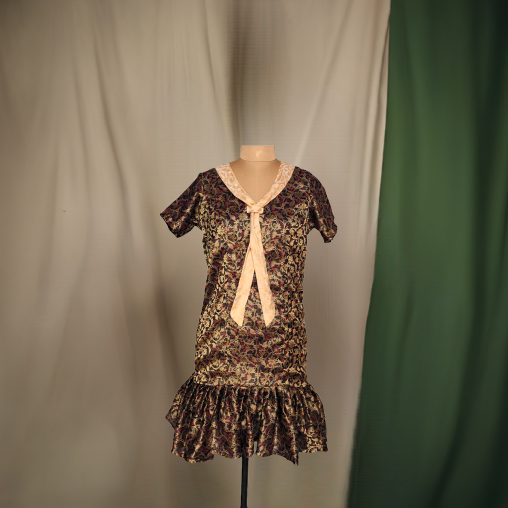 Floral Ruffled Mini Dress with Lace Tie - Lataree