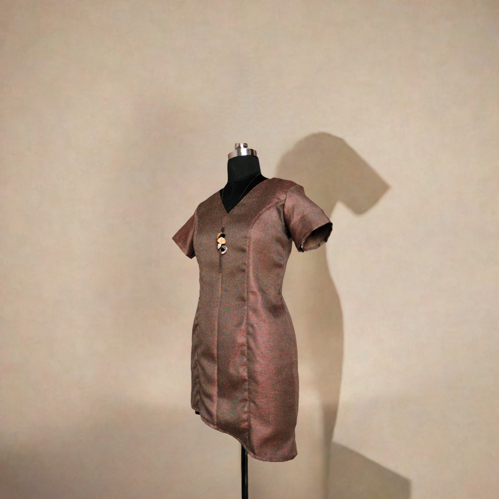 Brown Asymmetric Bodycon Dress - Lataree