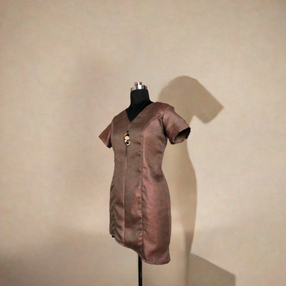 Brown Asymmetric Bodycon Dress - Lataree
