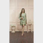 Green Floral Bodycon Dress with Tailored Blazer