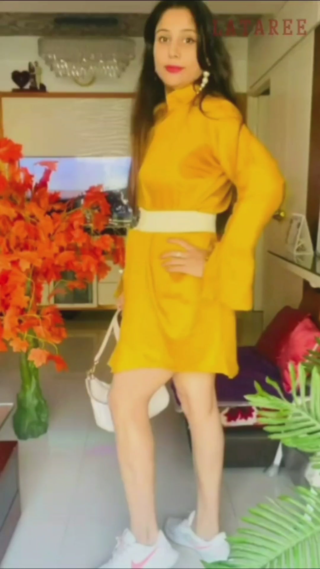 Mustard Shirt Dress in Jama Cotton
