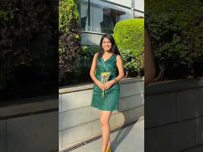 Emerald Green Mirror-Work A-Line Dress