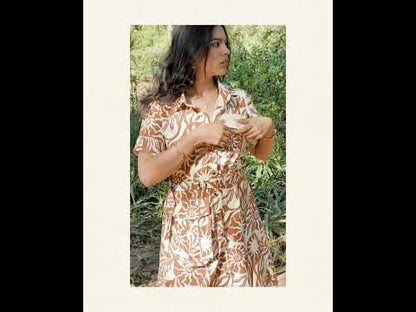 Rust Utility Shirt Dress with Smart Cargo Pockets