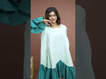 Cloud Ruffle Linen Cotton Mini Dress With Pockets - Lataree