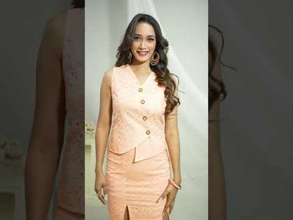 Peach Vest-Style Top with Short Skirt - Lataree