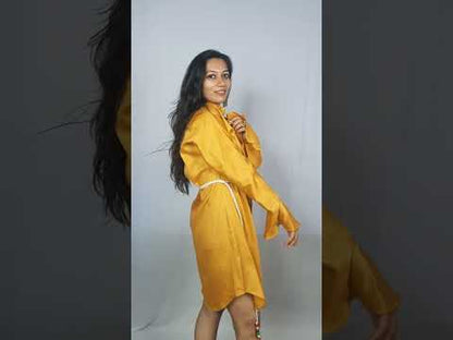 Mustard Shirt Dress in Jama Cotton - Lataree