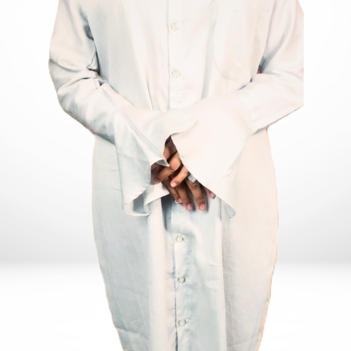 Silver White Jama Cotton Shirt Dress
