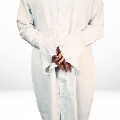 Silver White Jama Cotton Shirt Dress - Lataree